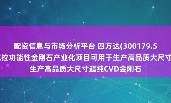 配资信息与市场分析平台 四方达(300179.SZ)：年产70万克拉功能性金刚石产业化项目可用于生产高品质大尺寸超纯CVD金刚石